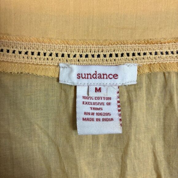 Sundance Sacred Songs Embroidered Yellow Scoop Neck Cotton Tunic Top Medium - Picture 4 of 9